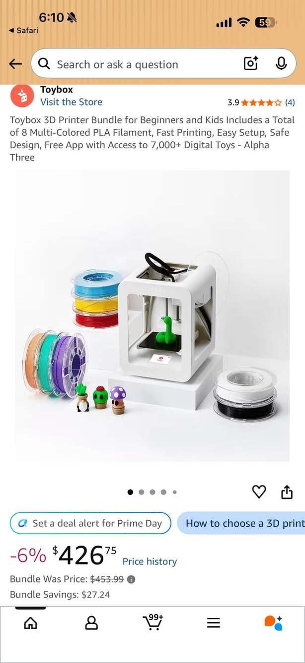 Toybox 3D Printer Bundle with Filament